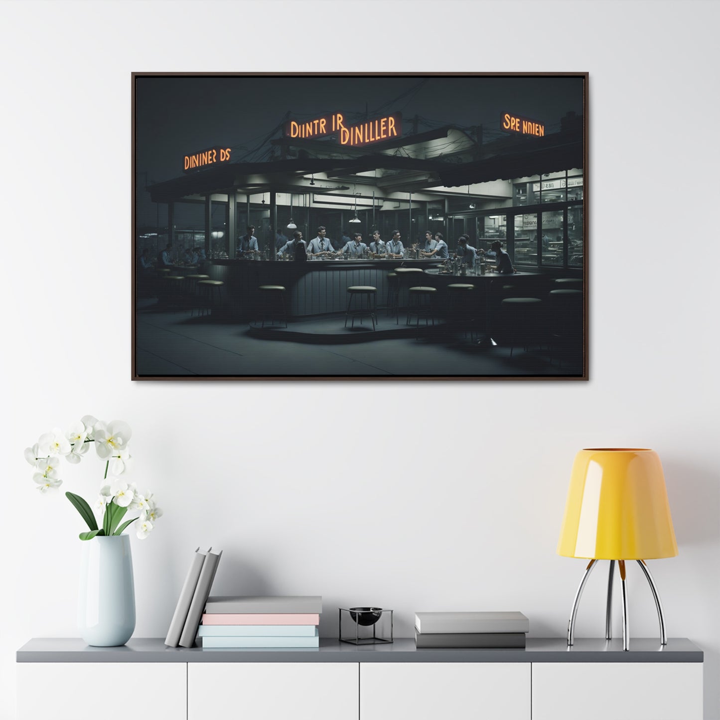 Drive-In Diner Dreams Nostalgic Dystopian Collection of Retro Wall Art Gallery Canvas Wraps Horizontal Frame v3/6