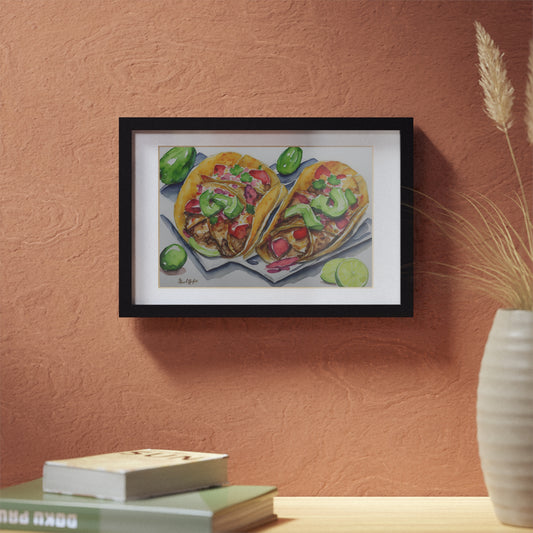 Tacos framed art bar gift for restaurant black frame kitchen dining poster v1