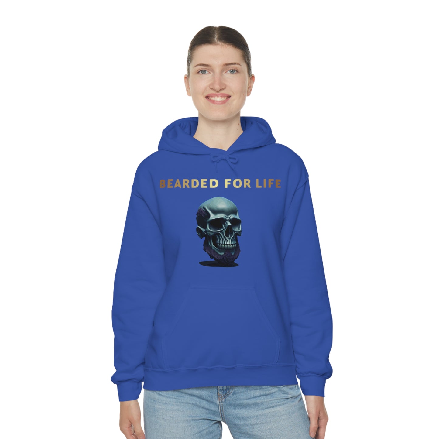 Bearded for life hoodie with a skull with a beard for the man that will have beard till he dies and is proud of his beard on fathers day v1