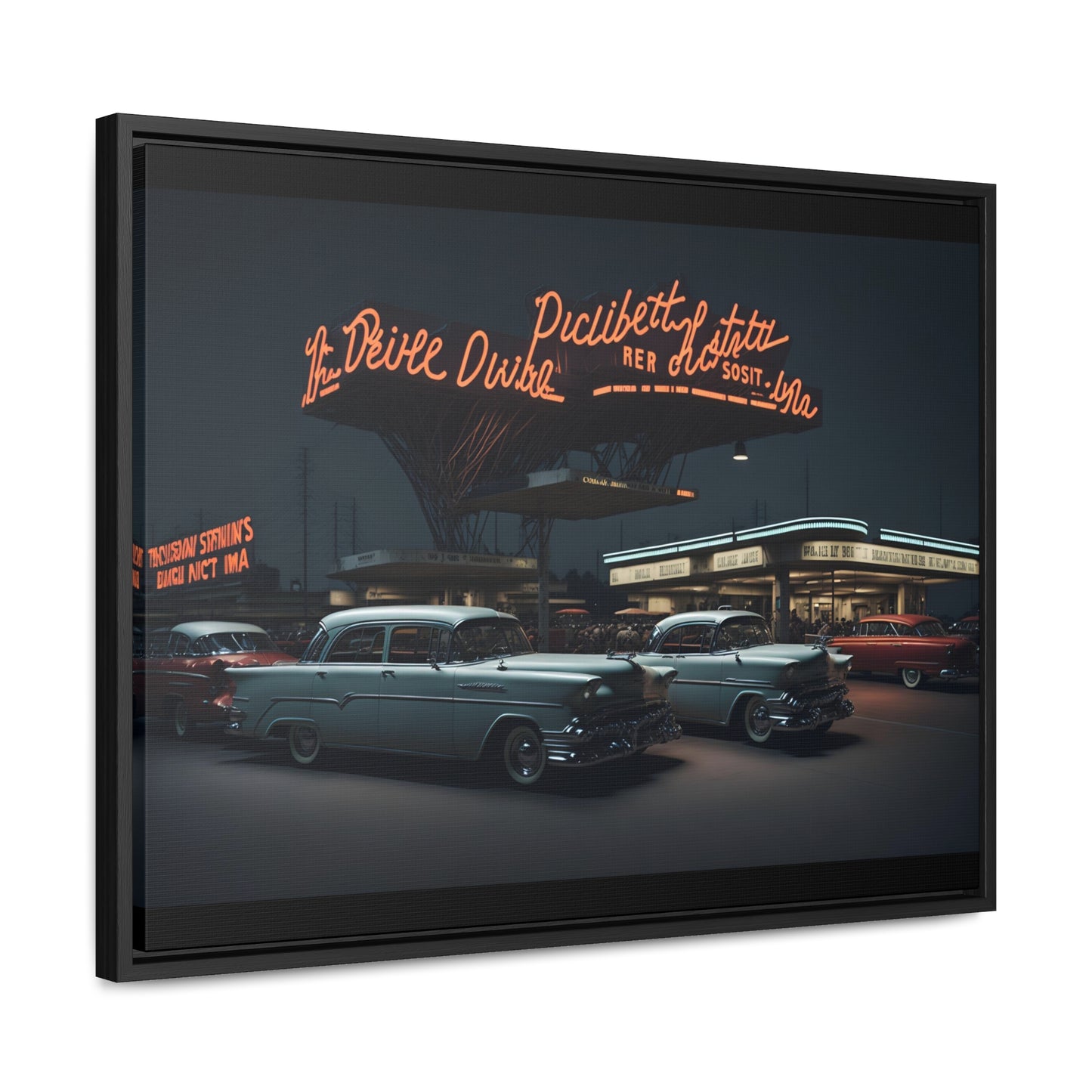 Drive-In Diner Dreams Nostalgic Dystopian Collection of Retro Wall Art Gallery Canvas Wraps Horizontal Frame v6/6