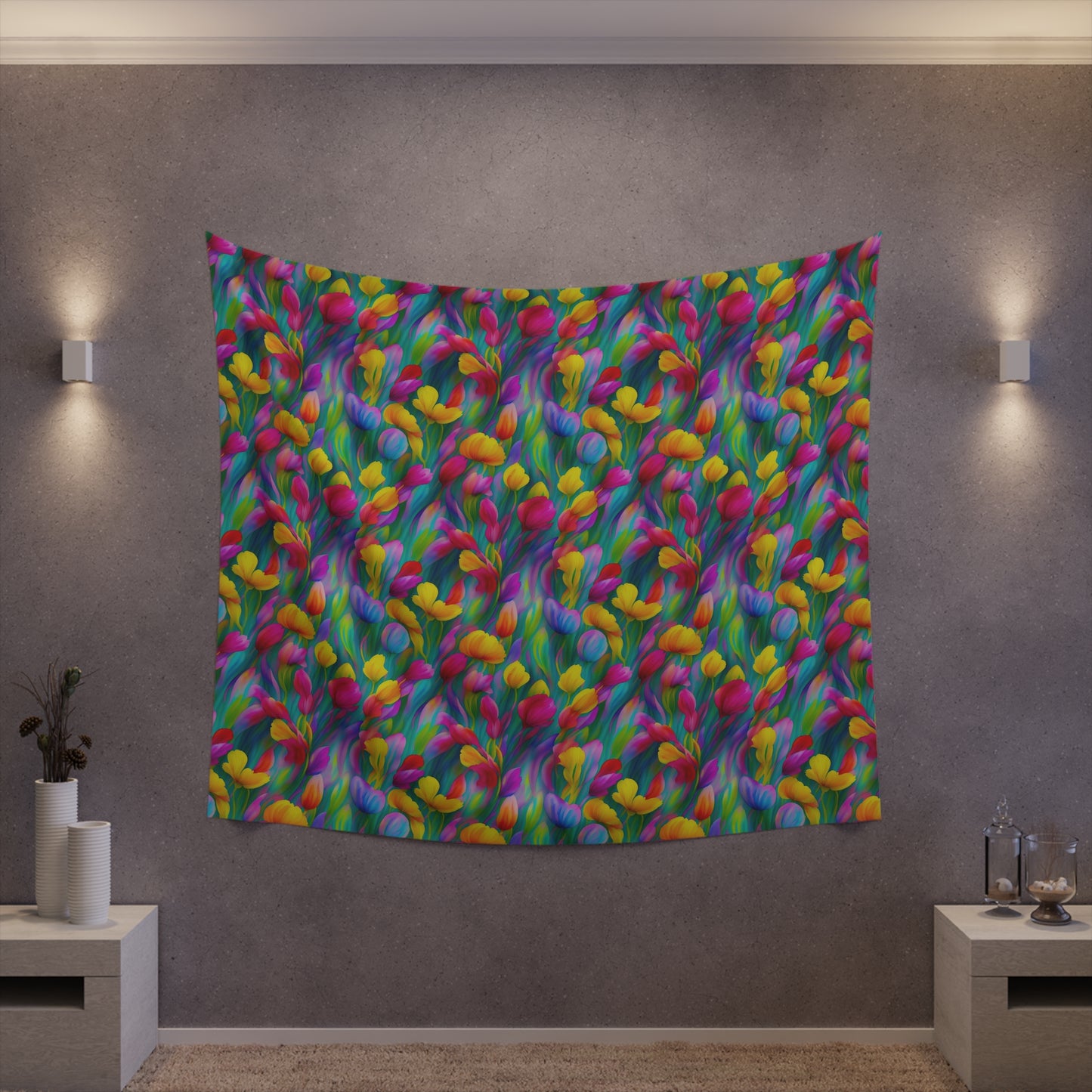 Rainbow Flower Tapestry for the wall for pride and celebrating inclusiveness lgbtq ally wall art gay wall art up to 100 inches show pride v3