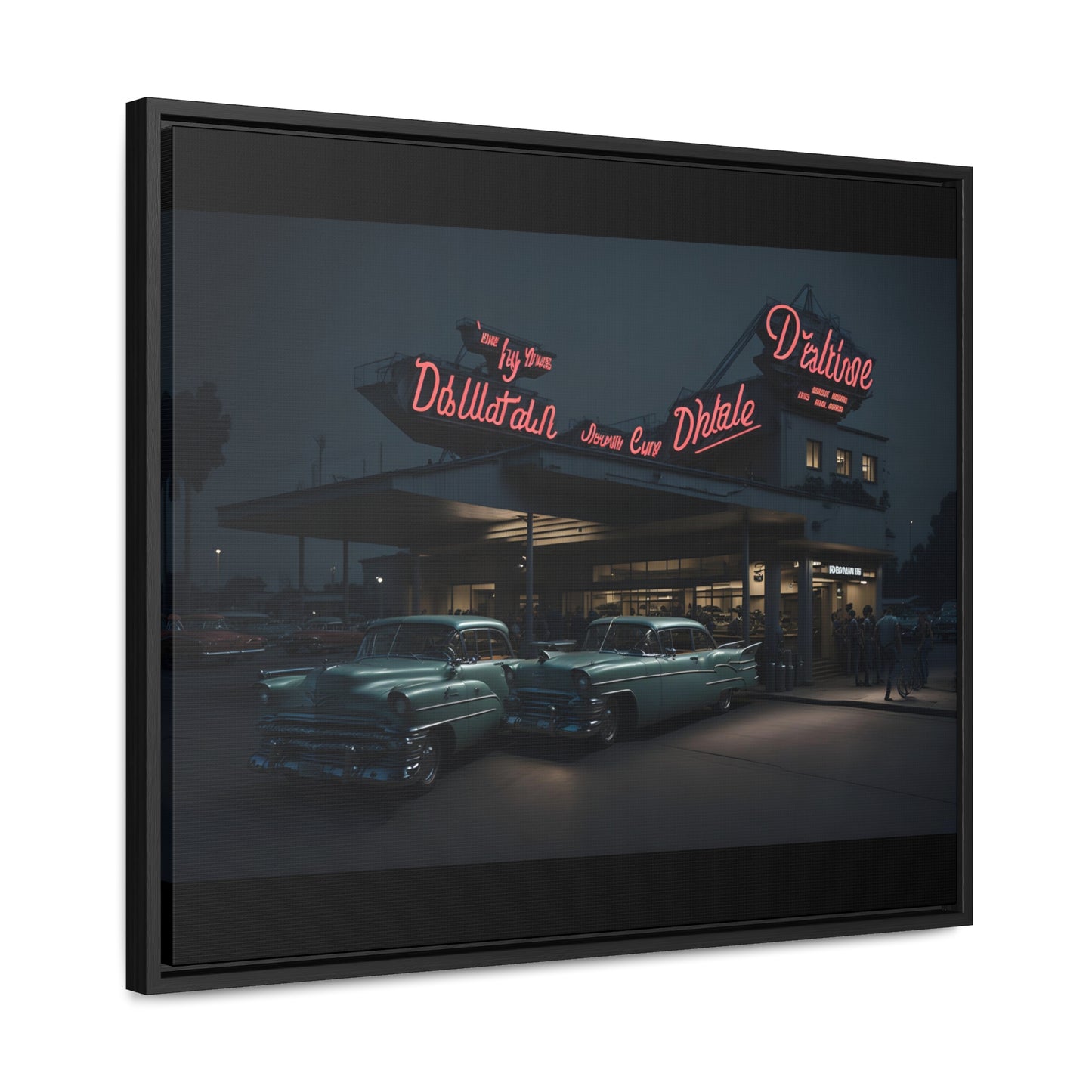 Drive-In Diner Dreams Nostalgic Dystopian Collection of Retro Wall Art Gallery Canvas Wraps Horizontal Frame v5/6