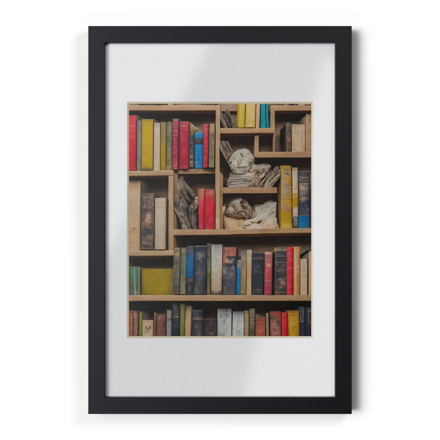 Library framed art library bookshelf studio study office poster teacher