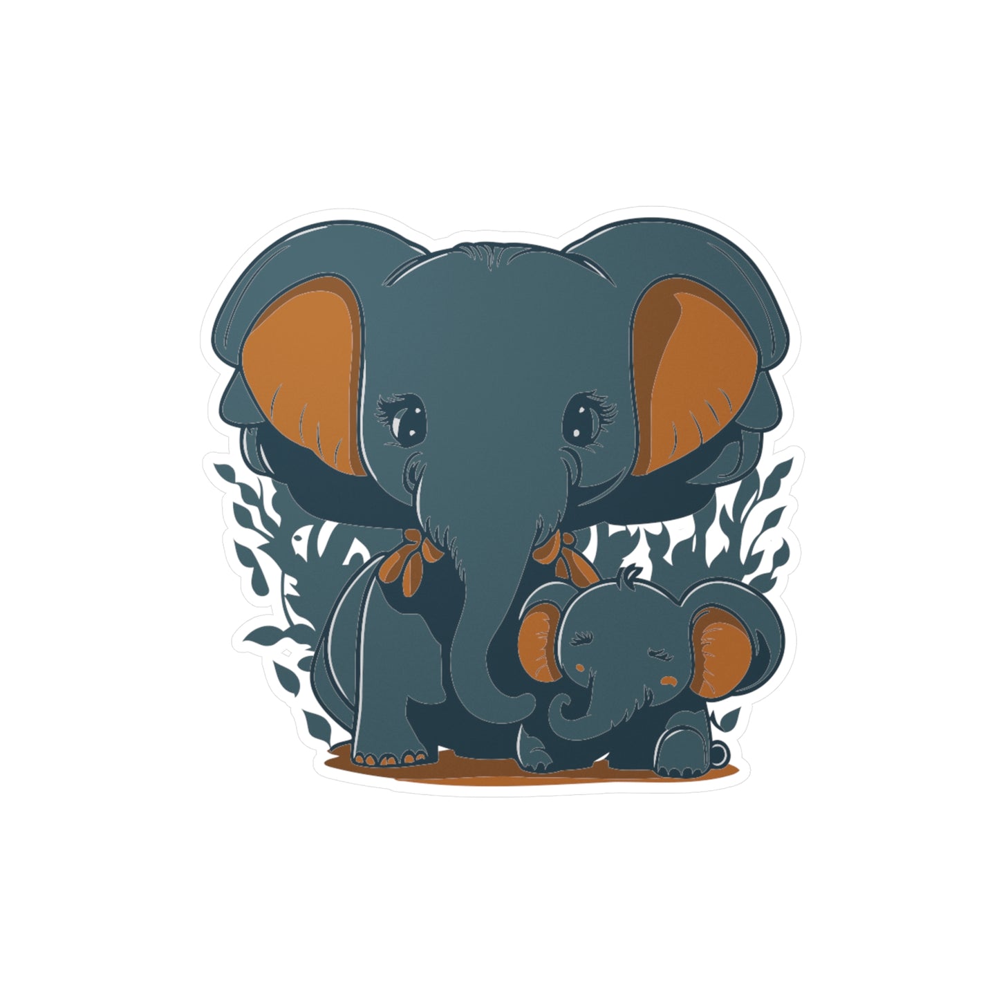 Mother and baby elephant Vinyl Decal to liven up the playroom with  vinyl cartoon animals with satin finish removable and restick decal