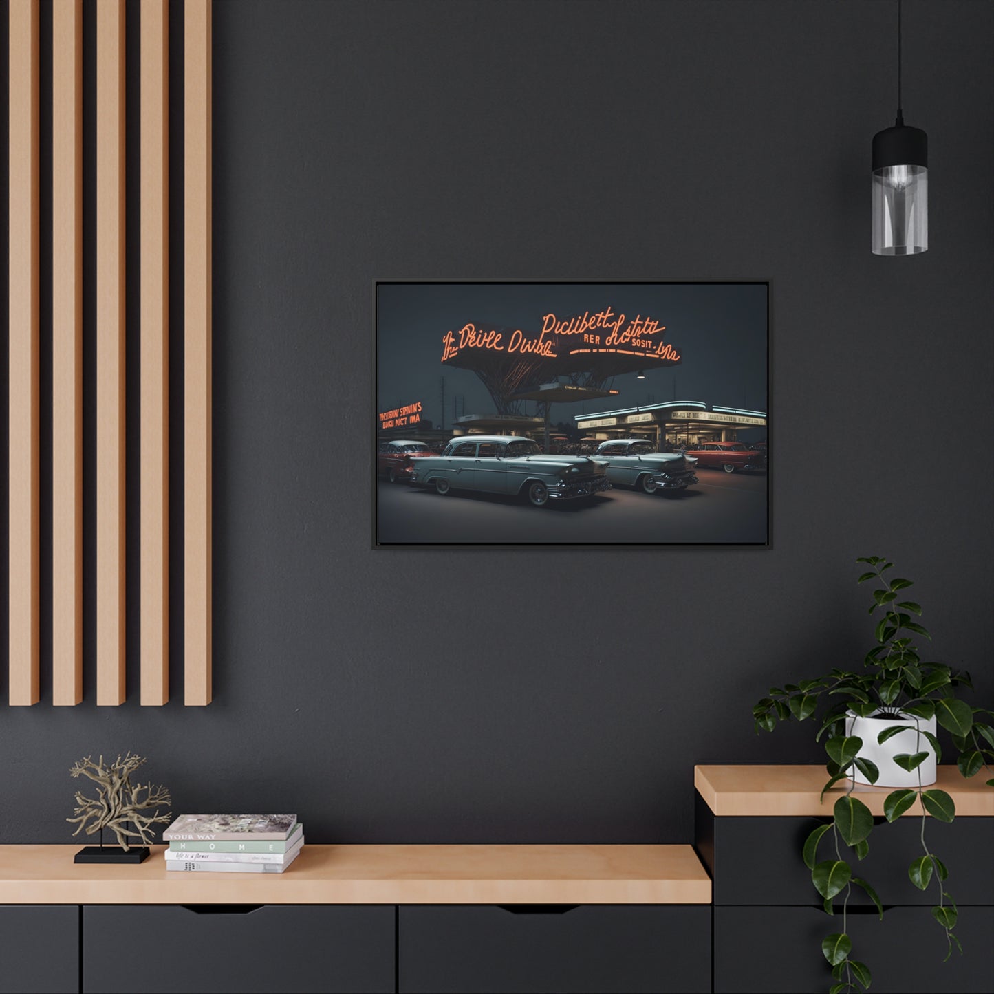 Drive-In Diner Dreams Nostalgic Dystopian Collection of Retro Wall Art Gallery Canvas Wraps Horizontal Frame v6/6