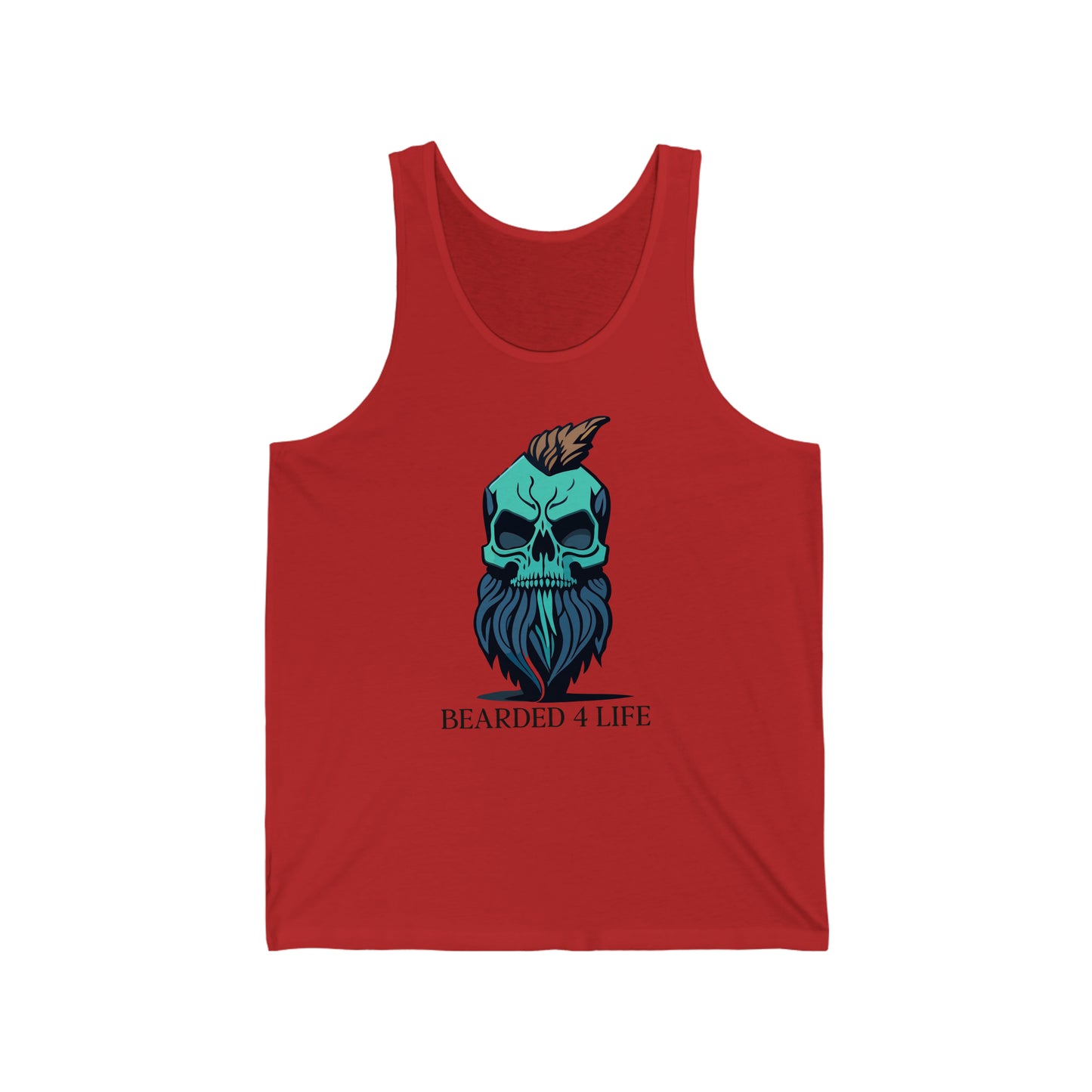 Bearded 4 Life tank top for bearded men that just wont quit with the beard skull with a beard tank for fathers with beads on fathers day