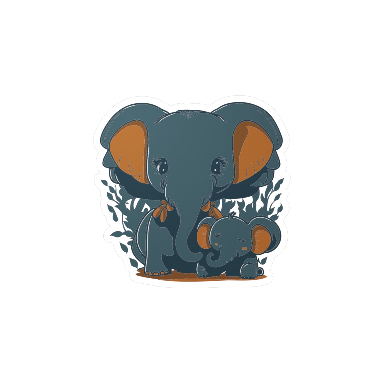 Mother and baby elephant Vinyl Decal to liven up the playroom with  vinyl cartoon animals with satin finish removable and restick decal