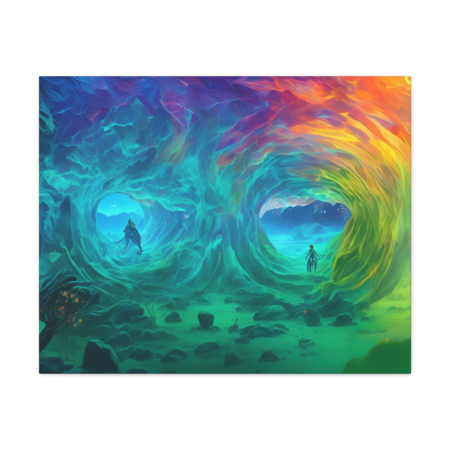 Rainbow wave stretched Canvas Gallery Wraps for the gameroom art gay gift for lgbtq lovers ally femme style art horizontal orientation v2