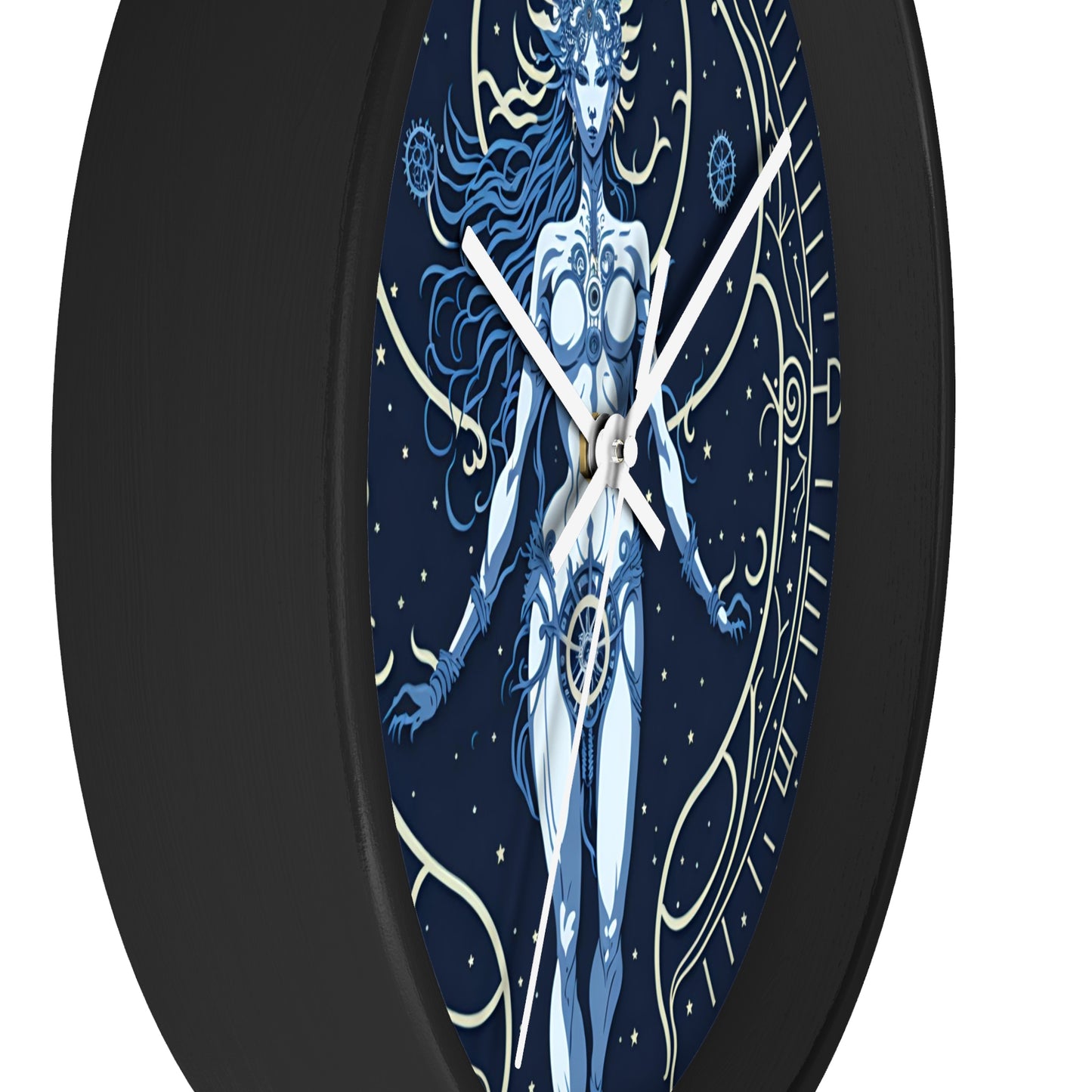 Celestial Goddess Wall Clock Blue design 1 celestial goddess blue Analog Wall Clock design for those fantasy lovers the library bedroom