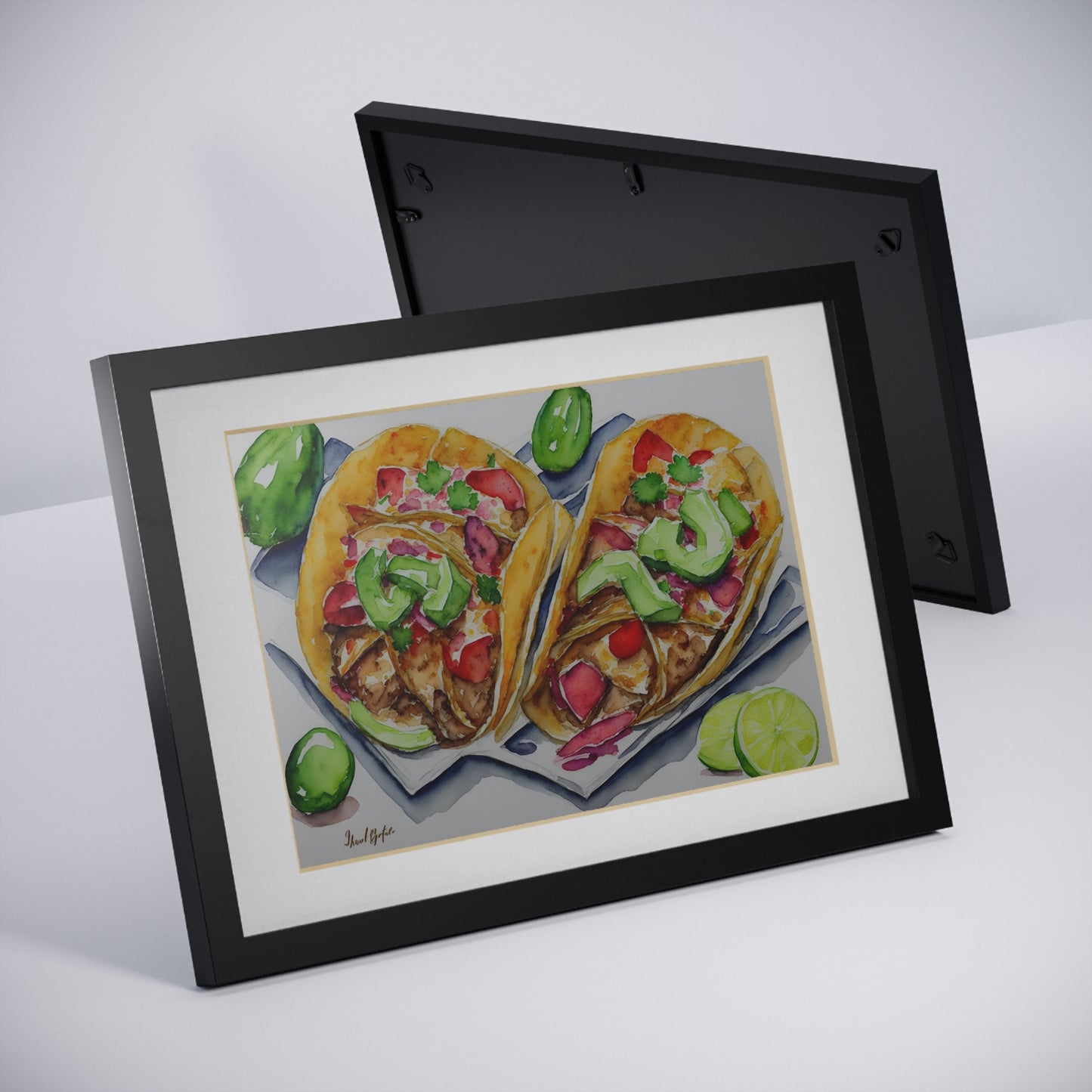 Tacos framed art bar gift for restaurant black frame kitchen dining poster v1