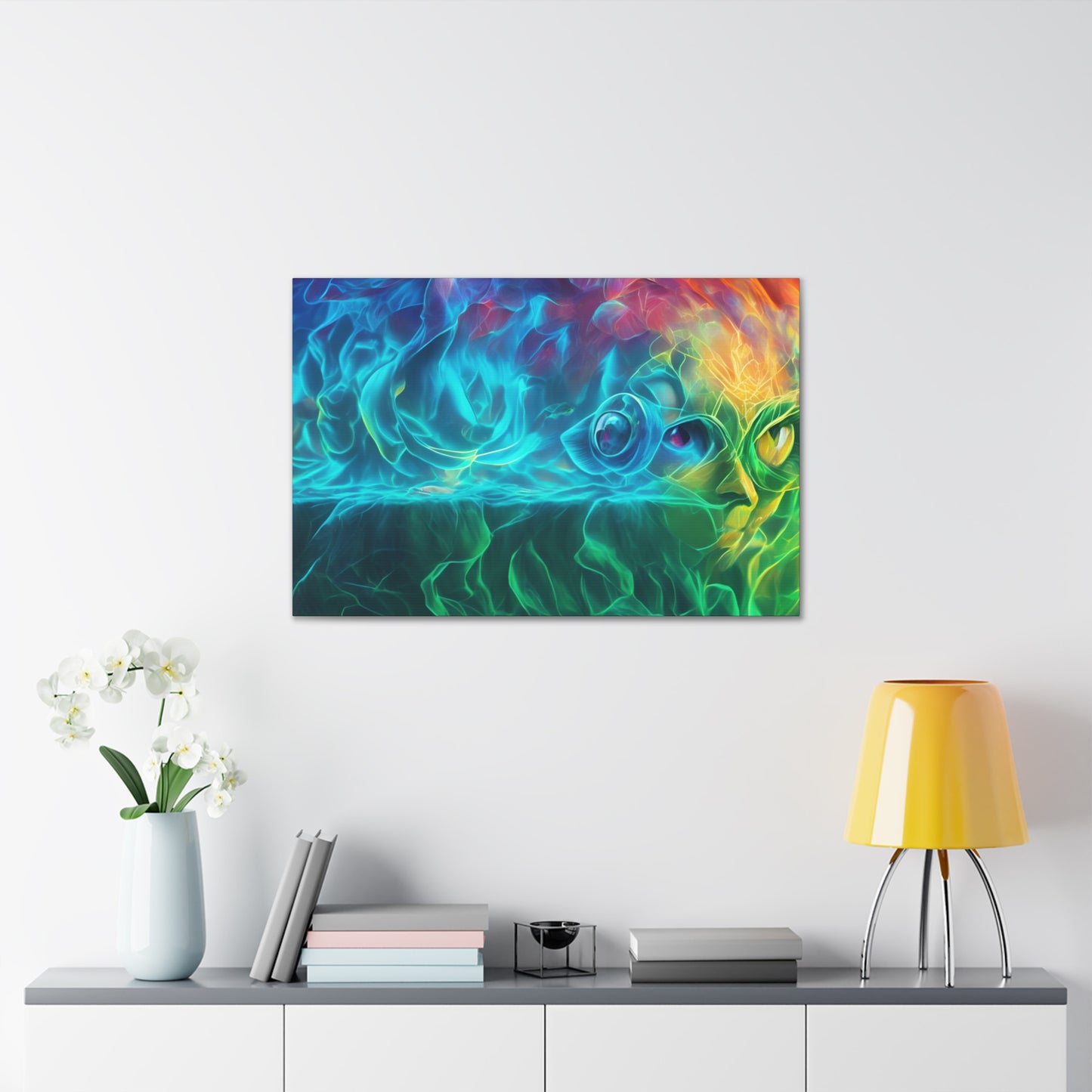 Rainbow wave stretched Canvas Gallery Wraps for the gameroom art gay gift for lgbtq lovers ally femme style art horizontal orientation v4