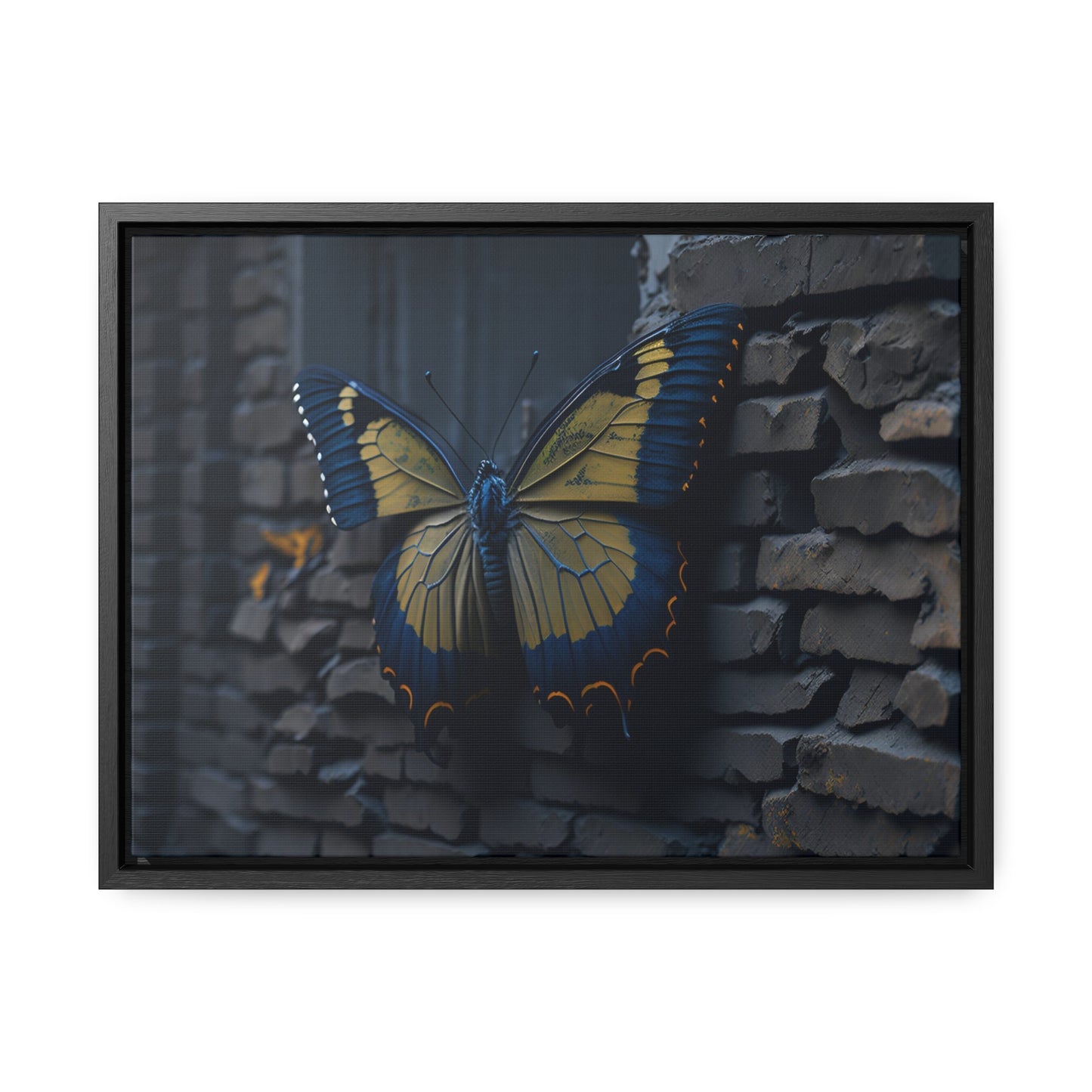 Dilapidated Butterfly Gallery Canvas art Wrap artwork depicting a fresh start at life in a barren wasteland