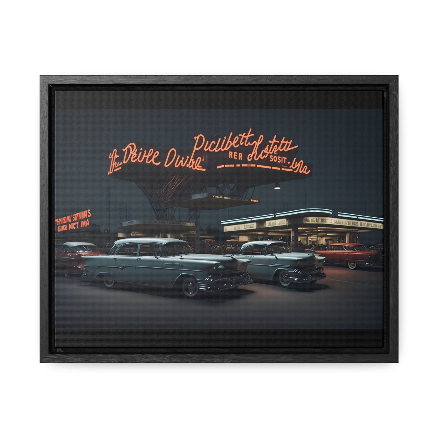 Drive-In Diner Dreams Nostalgic Dystopian Collection of Retro Wall Art Gallery Canvas Wraps Horizontal Frame v6/6