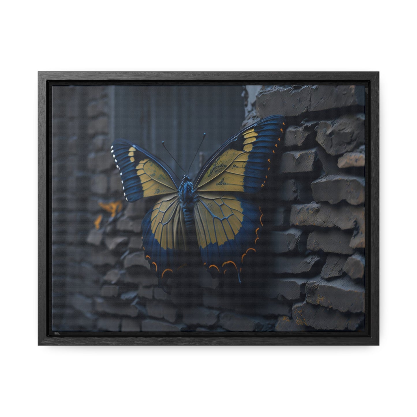 Dilapidated Butterfly Gallery Canvas art Wrap artwork depicting a fresh start at life in a barren wasteland