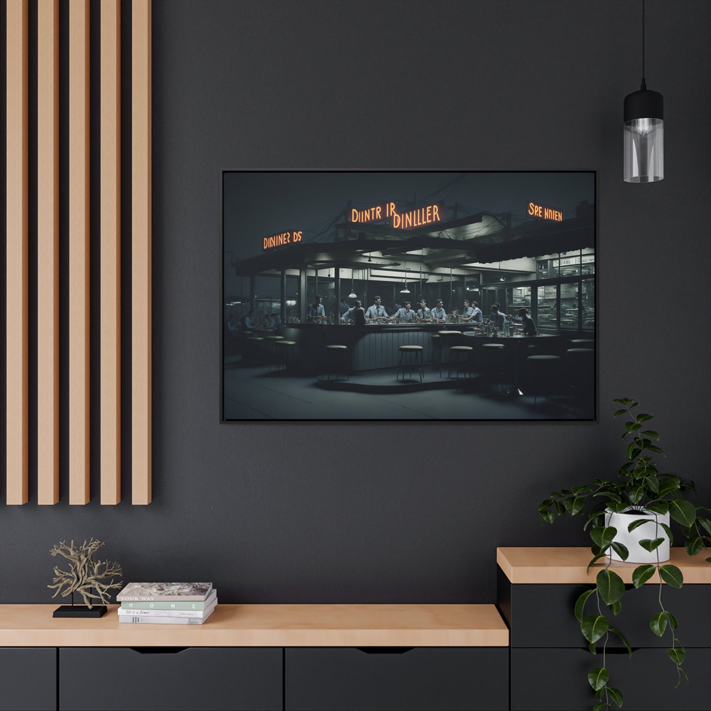 Drive-In Diner Dreams Nostalgic Dystopian Collection of Retro Wall Art Gallery Canvas Wraps Horizontal Frame v3/6