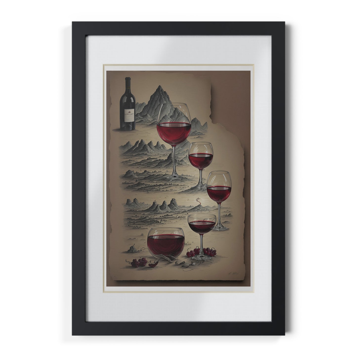 Wine framed art bar gift for mom black for the kitchen dining poster v5