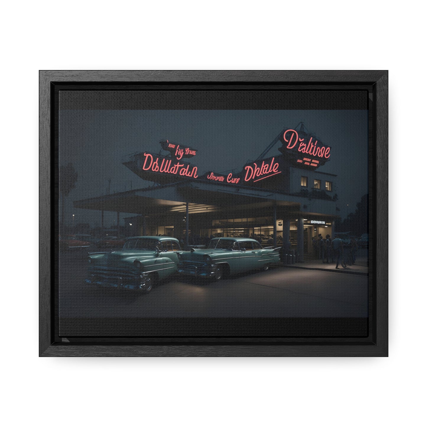 Drive-In Diner Dreams Nostalgic Dystopian Collection of Retro Wall Art Gallery Canvas Wraps Horizontal Frame v5/6