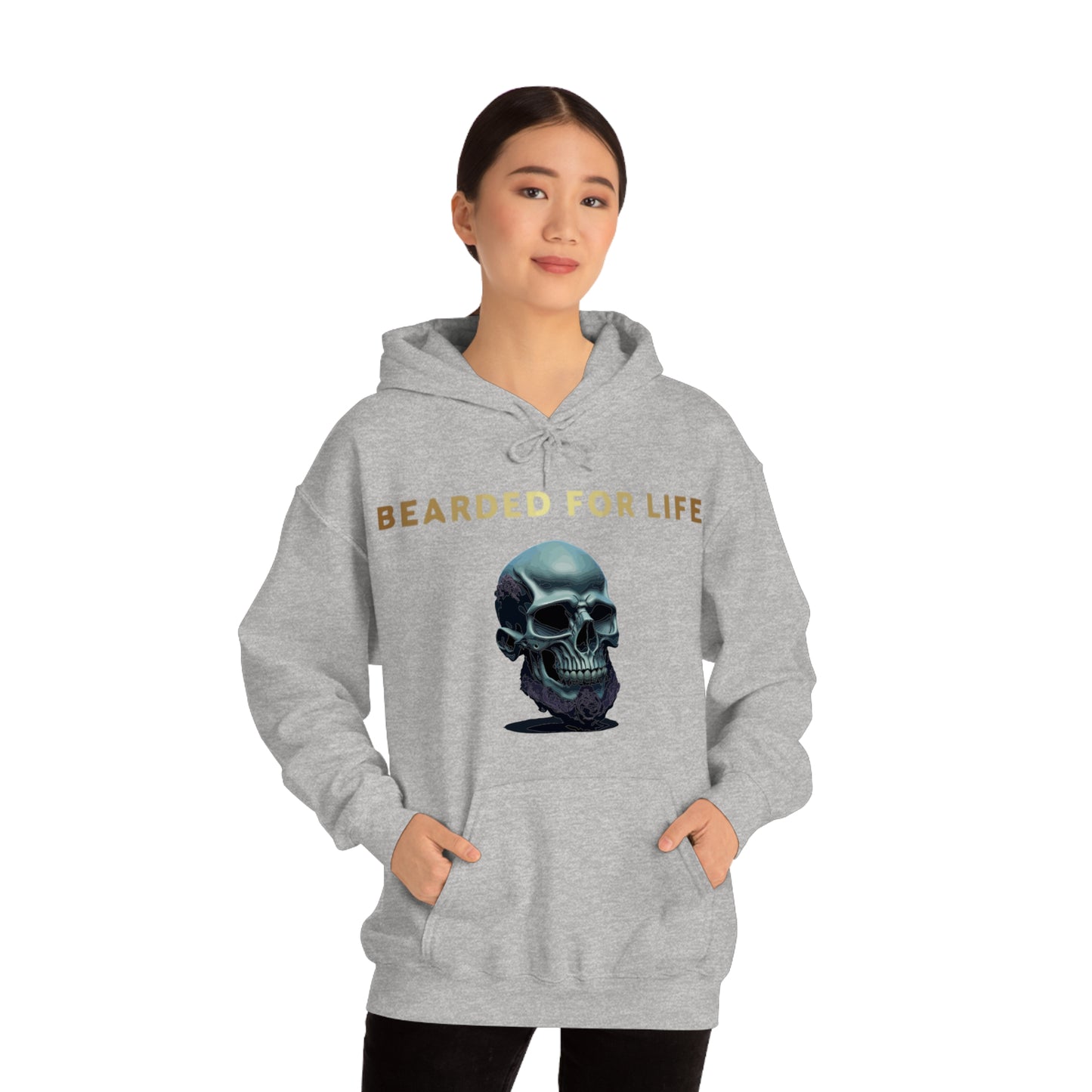 Bearded for life hoodie with a skull with a beard for the man that will have beard till he dies and is proud of his beard on fathers day v1