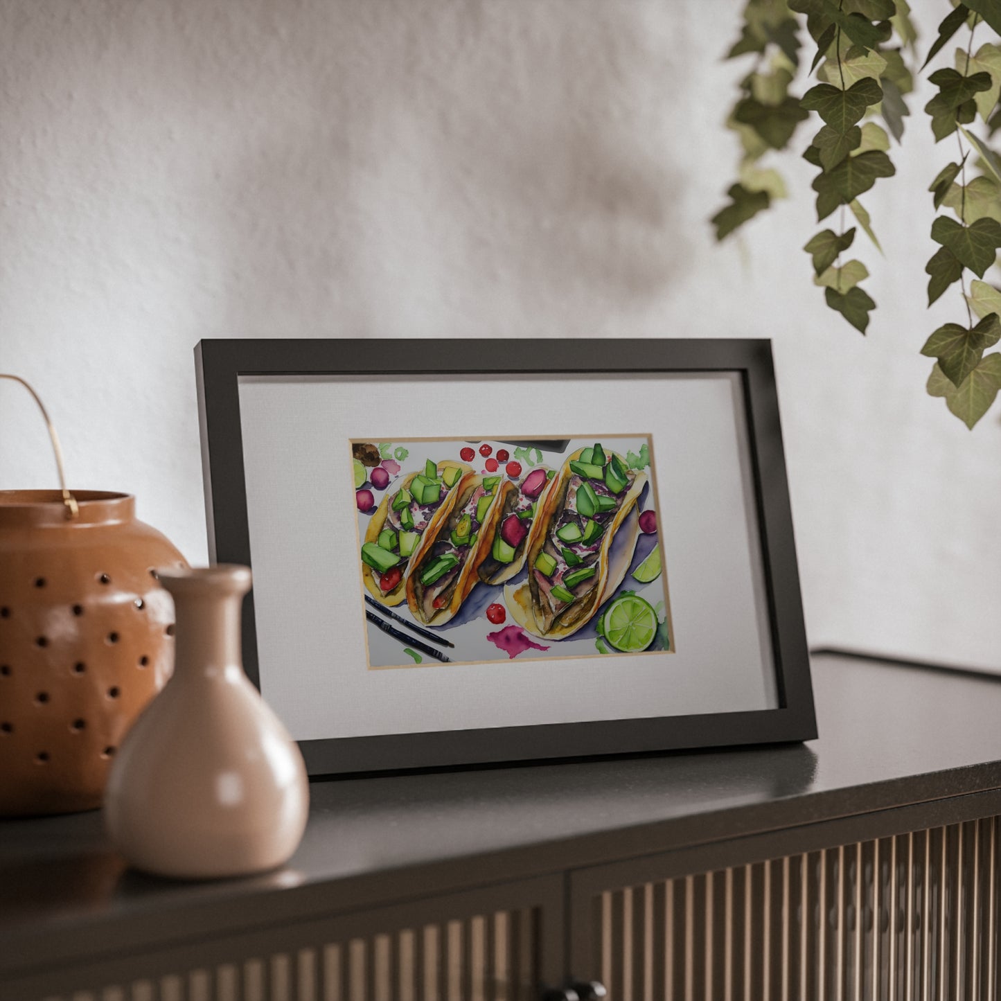 Tacos framed art bar gift for restaurant black frame kitchen dining poster v4