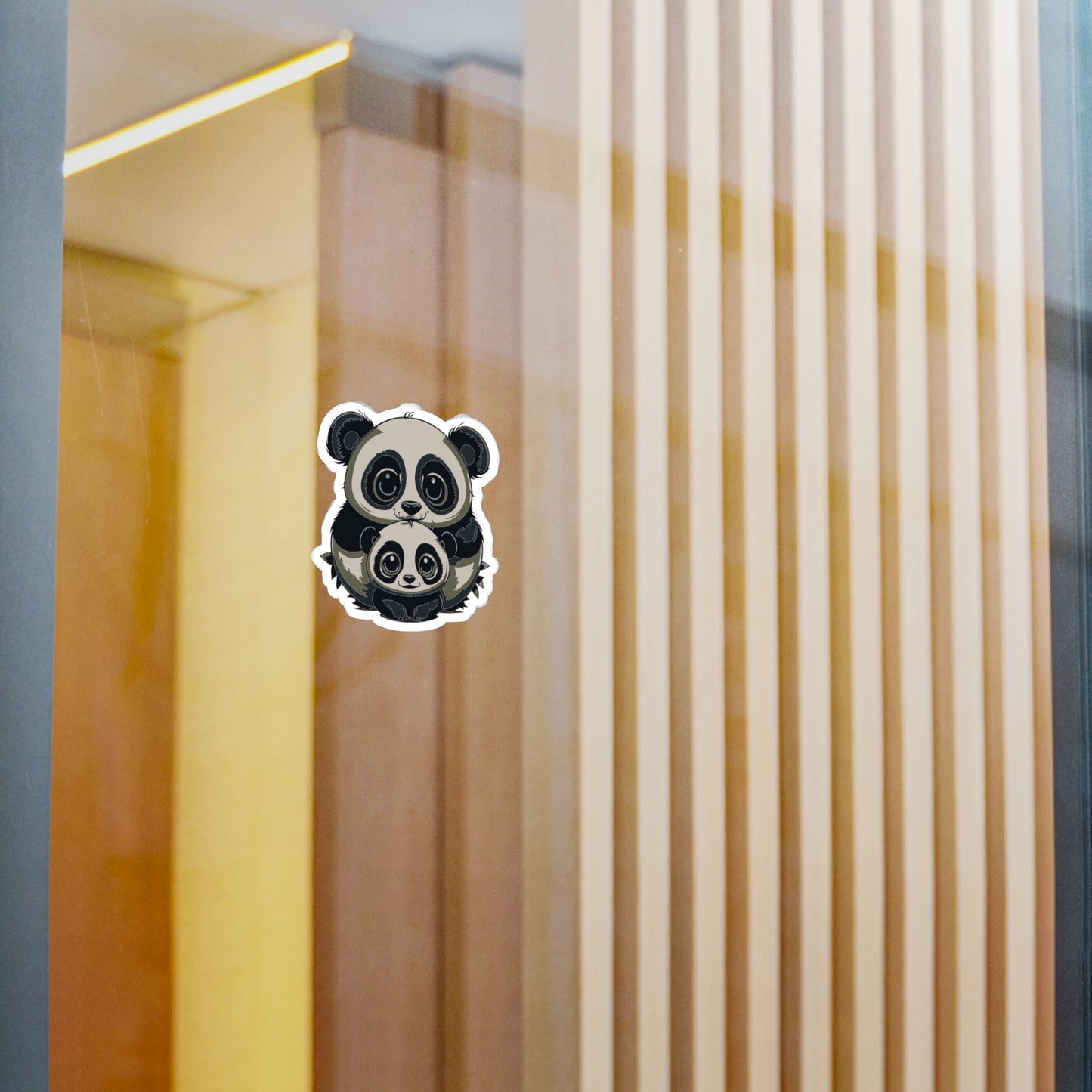 Mother and baby panda Vinyl Decal to liven up the playroom with vinyl cartoon animals with satin finish removable and restick decal