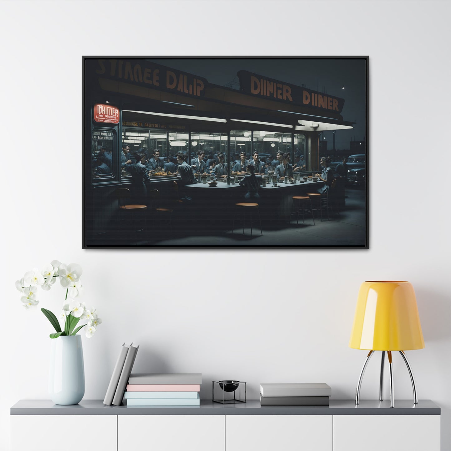 Drive-In Diner Dreams Nostalgic Dystopian Collection of Retro Wall Art Gallery Canvas Wraps Horizontal Frame v2/6