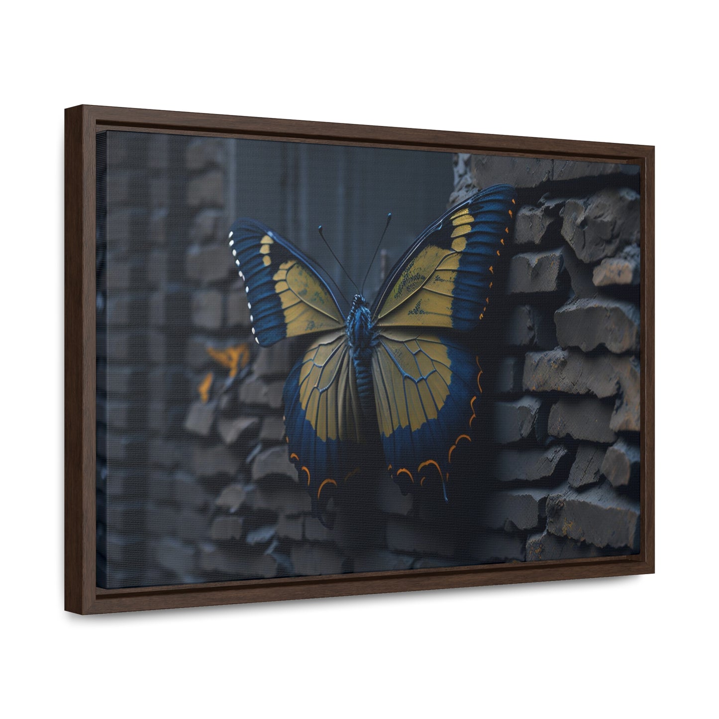 Dilapidated Butterfly Gallery Canvas art Wrap artwork depicting a fresh start at life in a barren wasteland