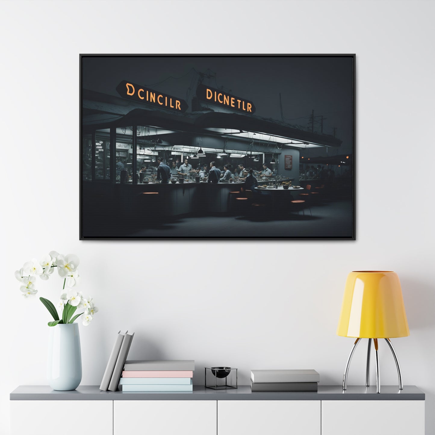 Drive-In Diner Dreams Nostalgic Dystopian Collection of Retro Wall Art Gallery Canvas Wraps Horizontal Frame v1/6