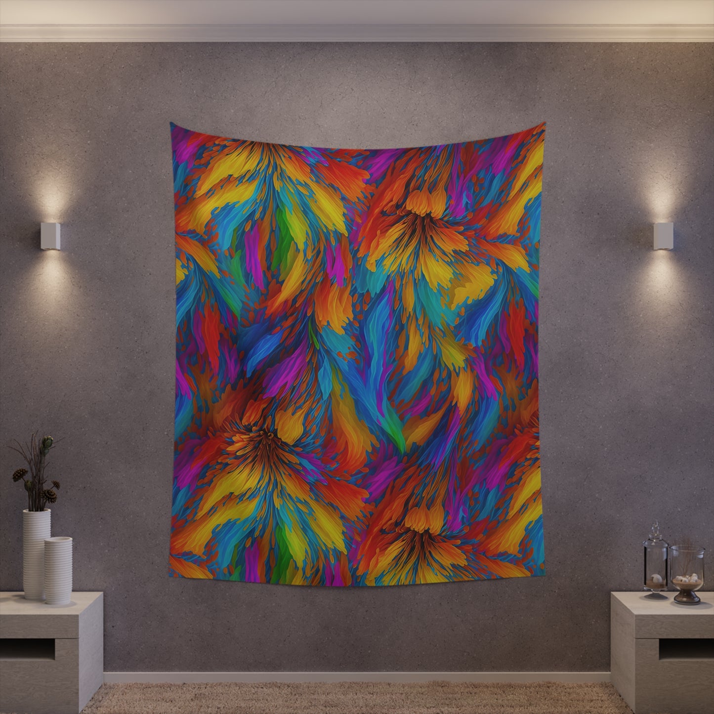 Rainbow Flower Tapestry for the wall for pride and celebrating inclusiveness lgbtq ally wall art gay wall art up to 100 inches show pride