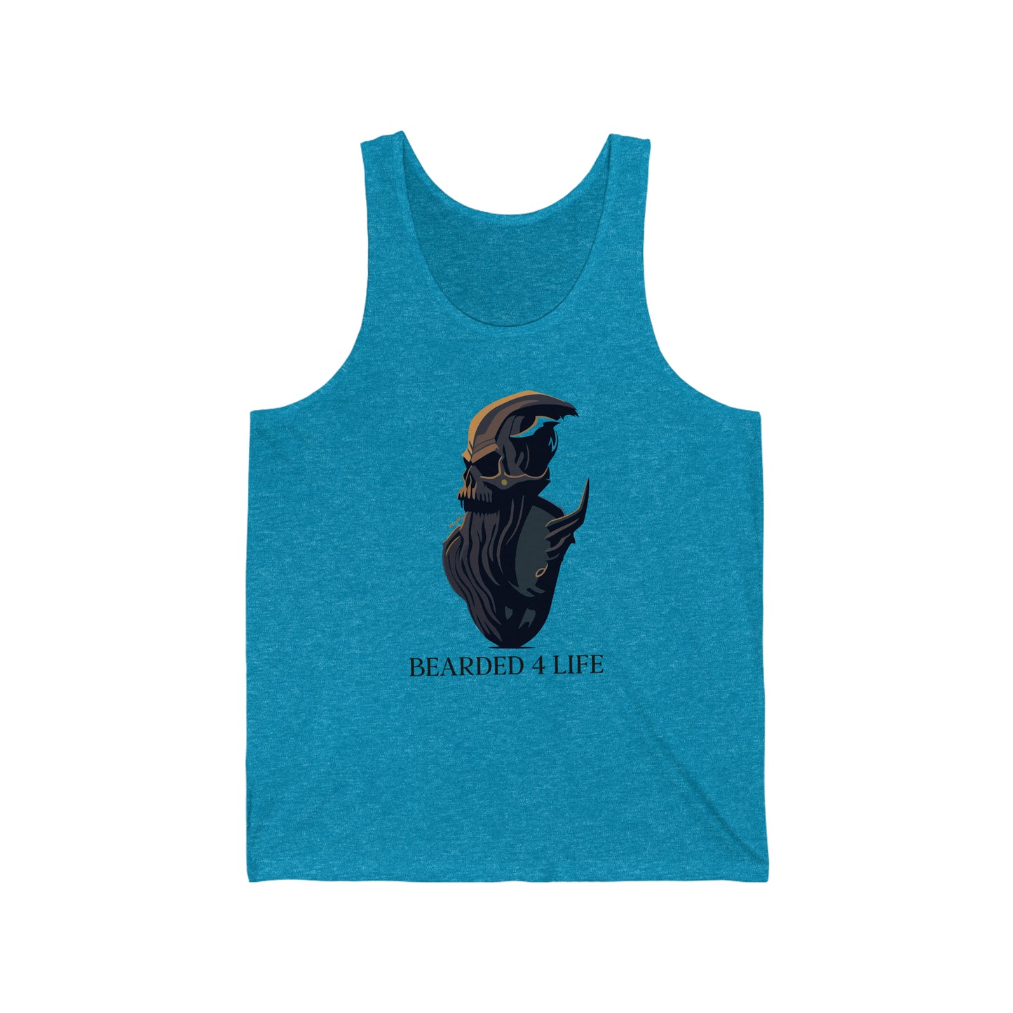 Bearded 4 Life tank top for bearded men that just wont quit with the beard skull with a beard tank for fathers with beads on fathers day v3