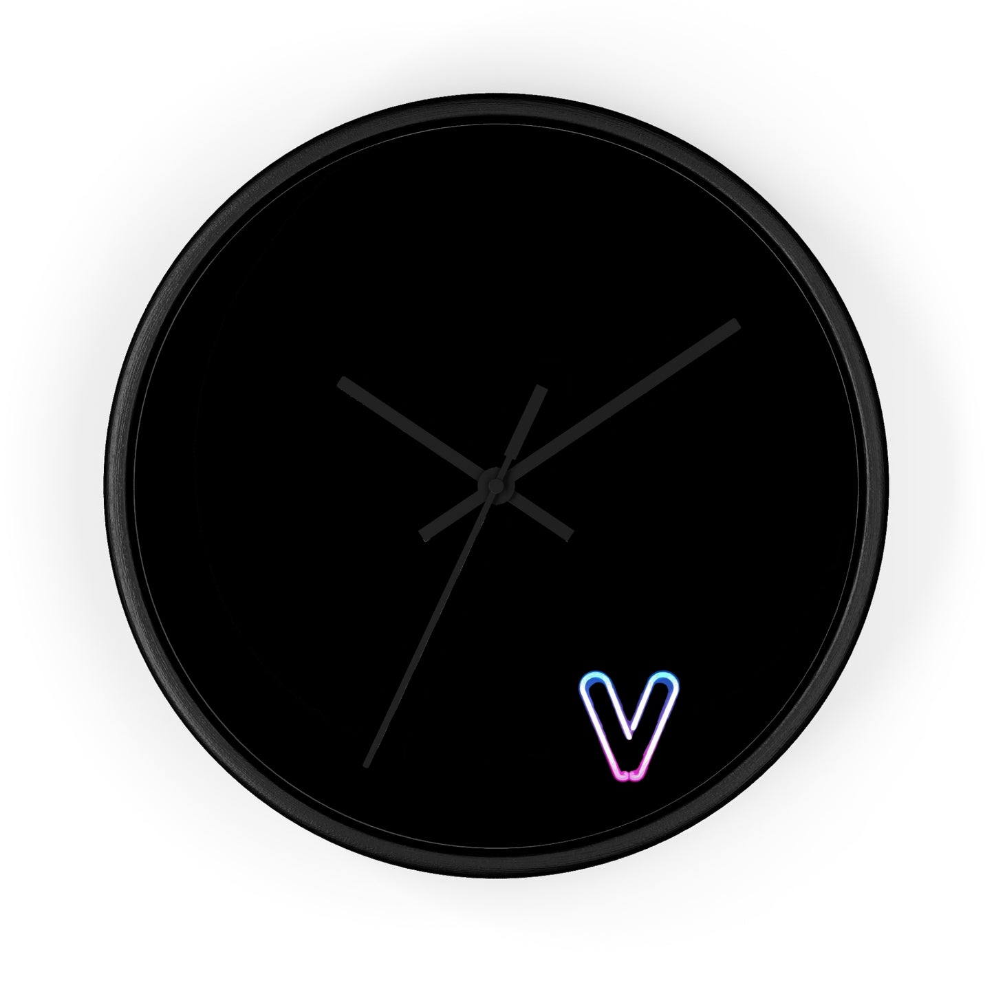 Minimalist Wall Clock black neon V design because 5 oclock is the only time that matters analog Wall Clock for office workplace bar mancave