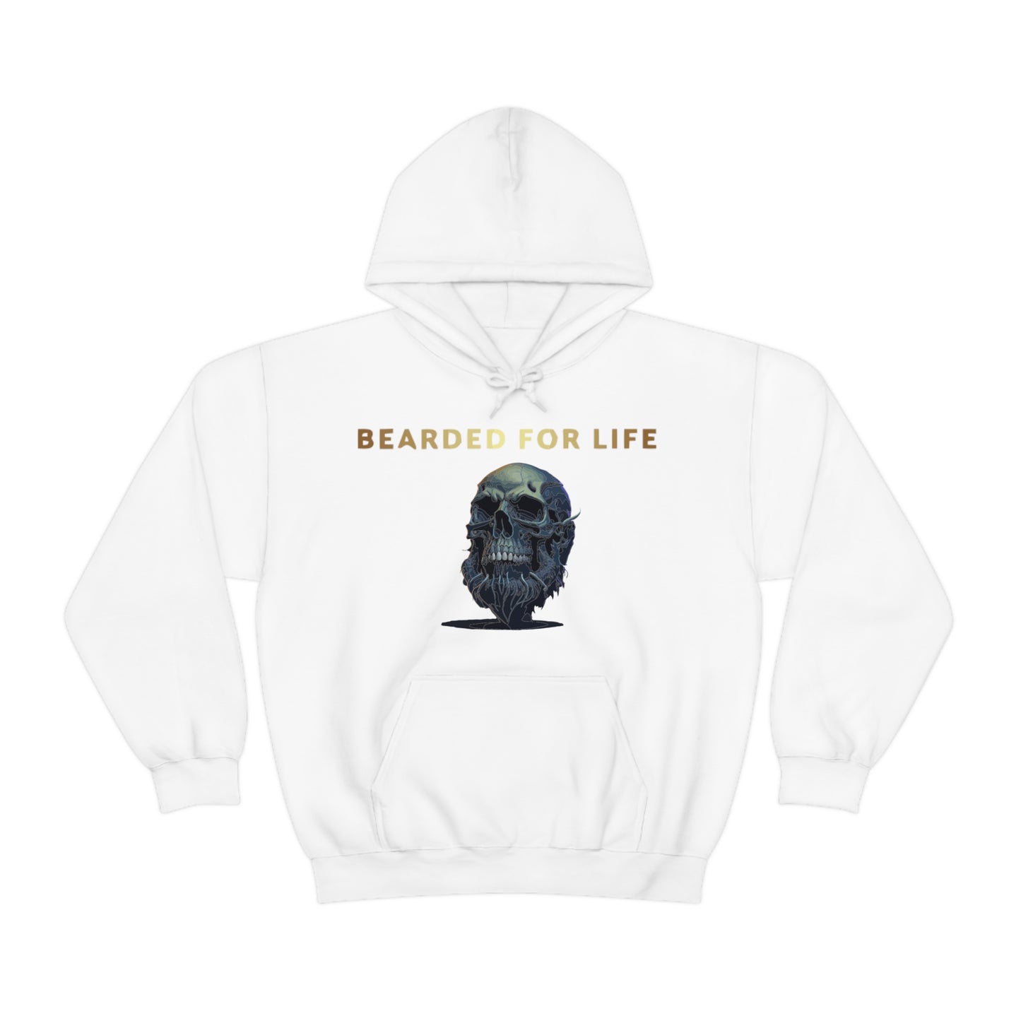 Bearded for life hoodie with a skull with a beard for the man that will have beard till he dies and is proud of his beard on fathers v2