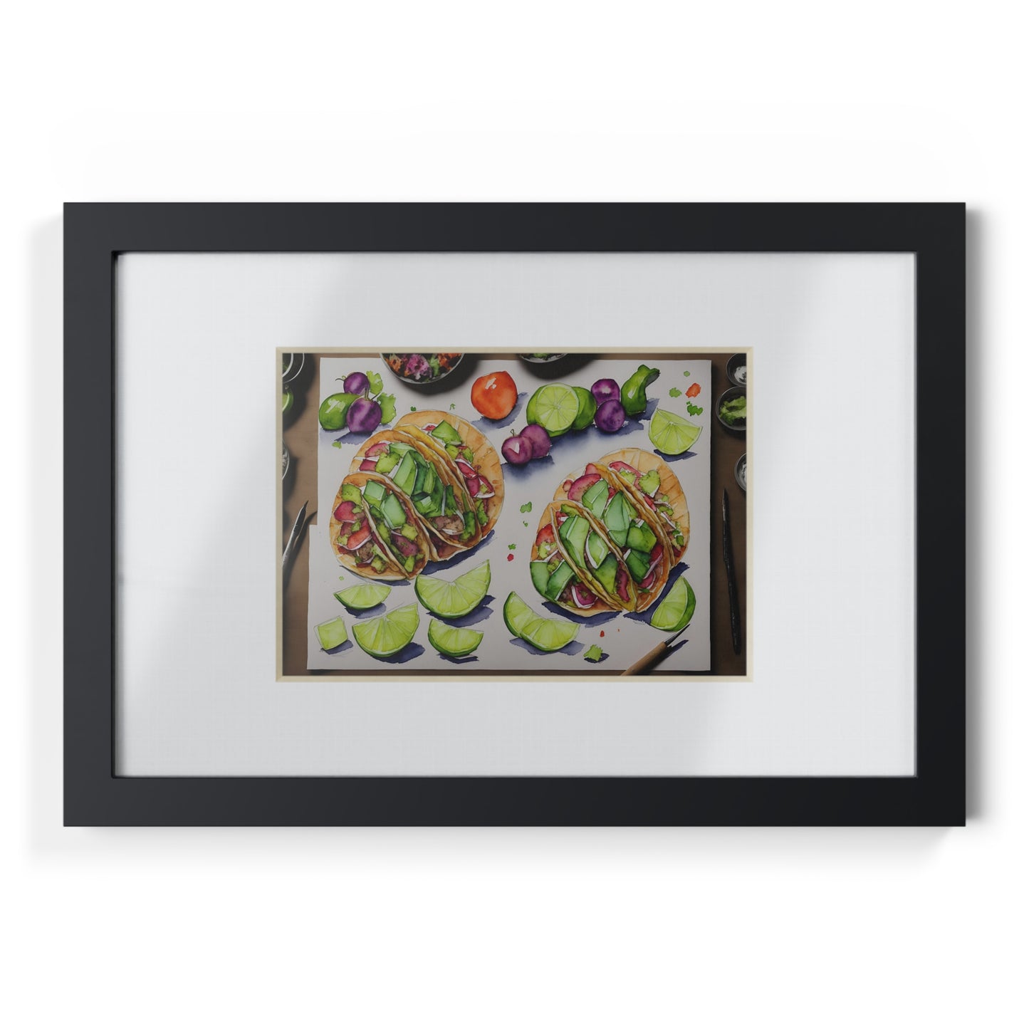 Tacos framed art bar gift for restaurant black frame kitchen dining poster v3