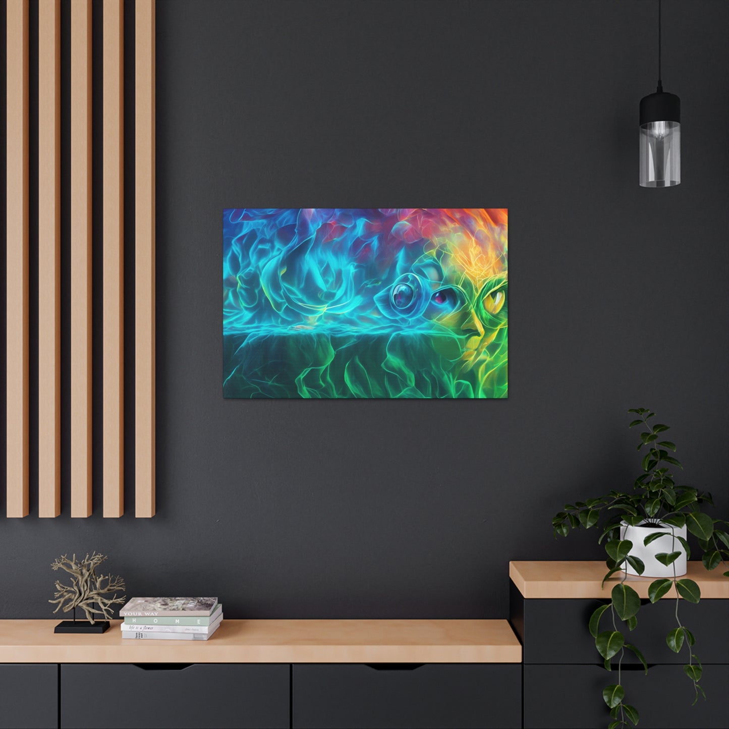 Rainbow wave stretched Canvas Gallery Wraps for the gameroom art gay gift for lgbtq lovers ally femme style art horizontal orientation v4