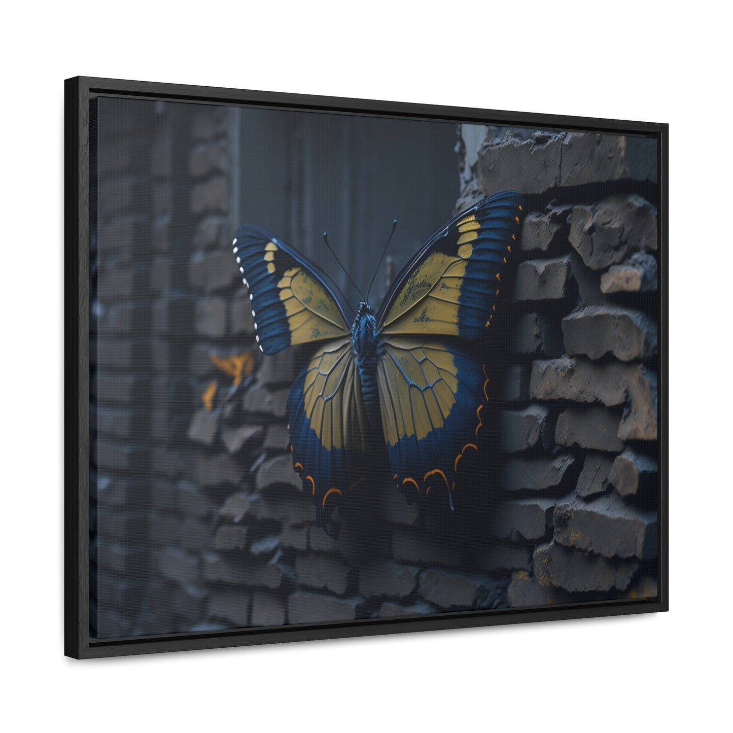 Dilapidated Butterfly Gallery Canvas art Wrap artwork depicting a fresh start at life in a barren wasteland