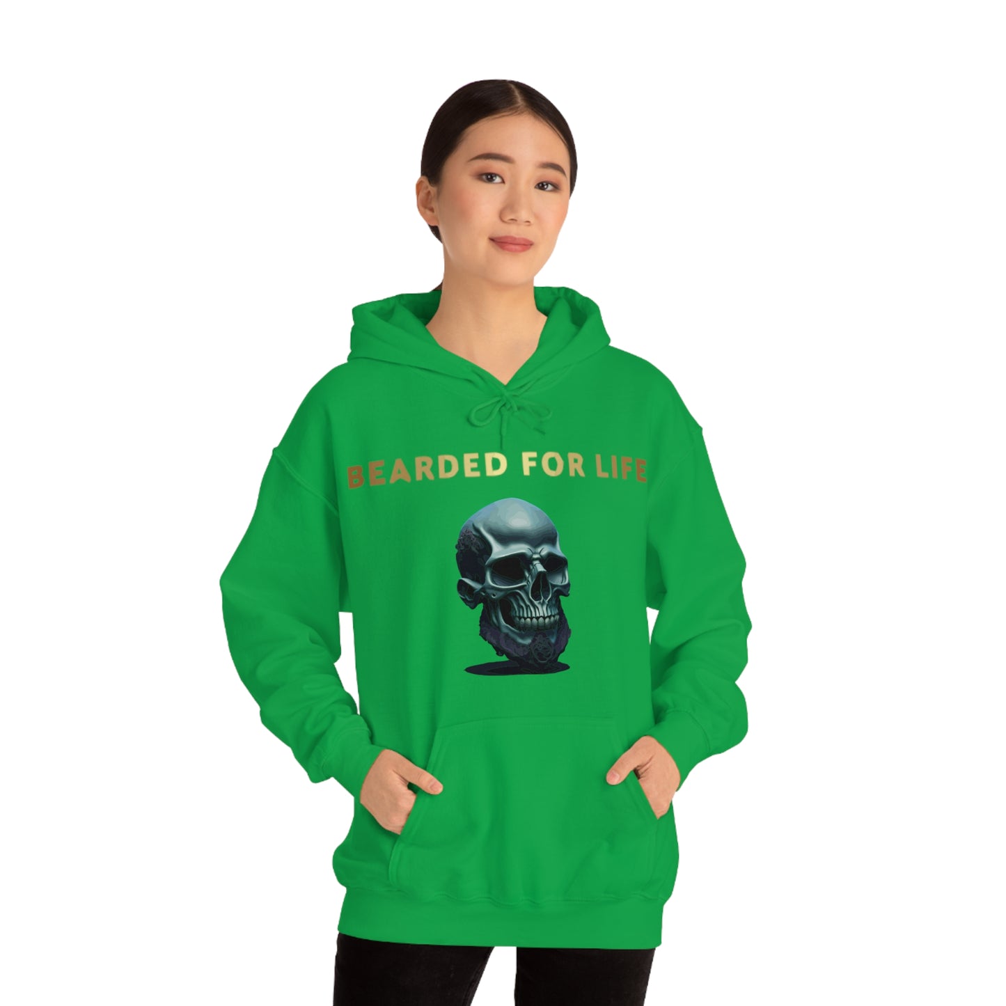 Bearded for life hoodie with a skull with a beard for the man that will have beard till he dies and is proud of his beard on fathers day v1