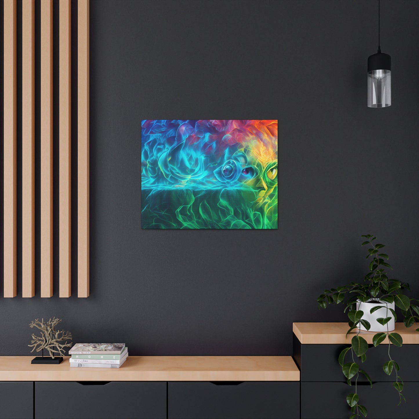 Rainbow wave stretched Canvas Gallery Wraps for the gameroom art gay gift for lgbtq lovers ally femme style art horizontal orientation v4