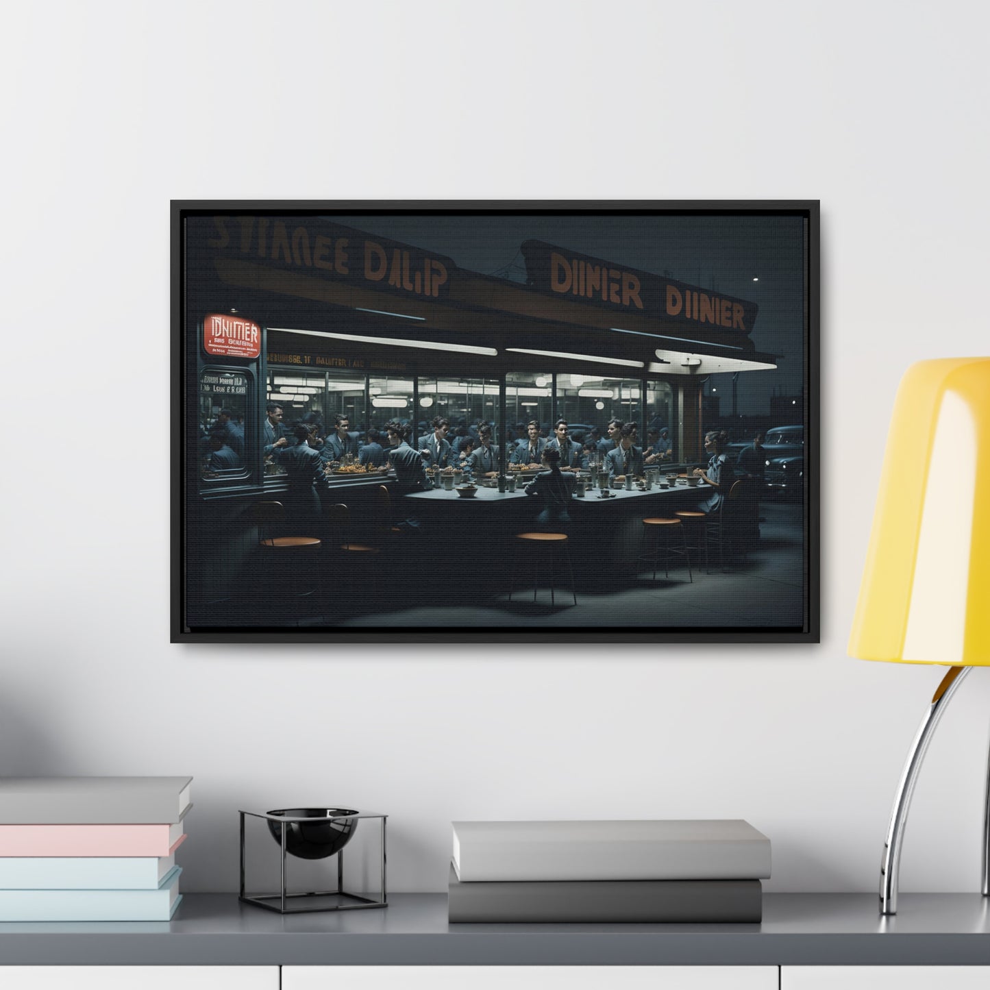 Drive-In Diner Dreams Nostalgic Dystopian Collection of Retro Wall Art Gallery Canvas Wraps Horizontal Frame v2/6