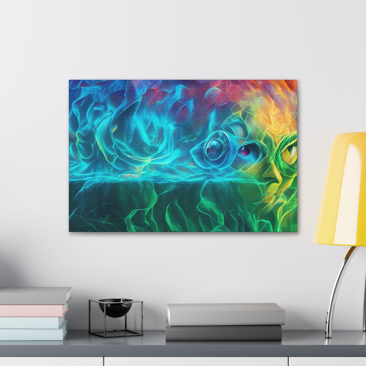 Rainbow wave stretched Canvas Gallery Wraps for the gameroom art gay gift for lgbtq lovers ally femme style art horizontal orientation v4