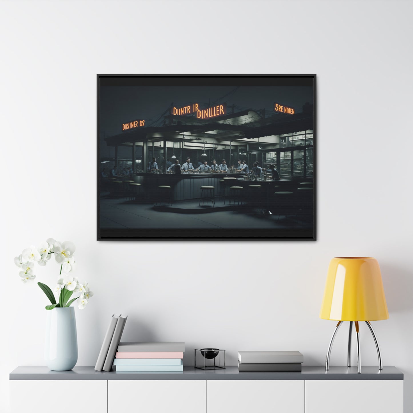 Drive-In Diner Dreams Nostalgic Dystopian Collection of Retro Wall Art Gallery Canvas Wraps Horizontal Frame v3/6