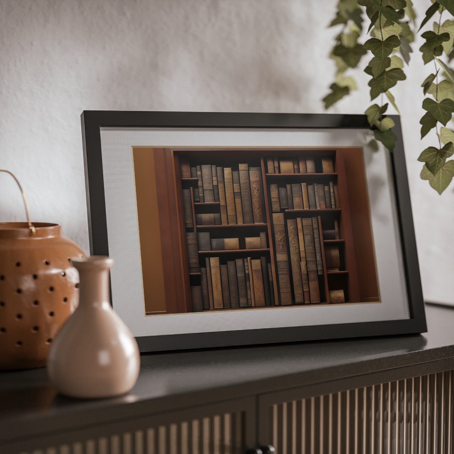 Library framed art library bookshelf studio study office poster teacher 2