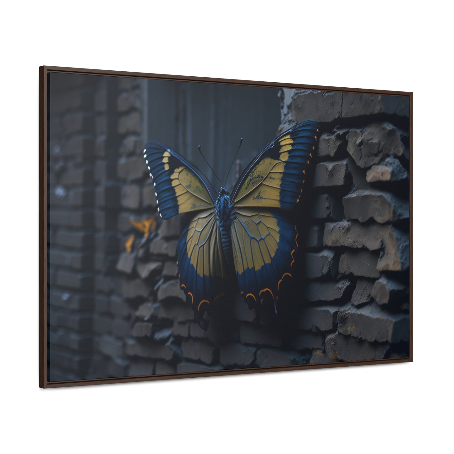 Dilapidated Butterfly Gallery Canvas art Wrap artwork depicting a fresh start at life in a barren wasteland