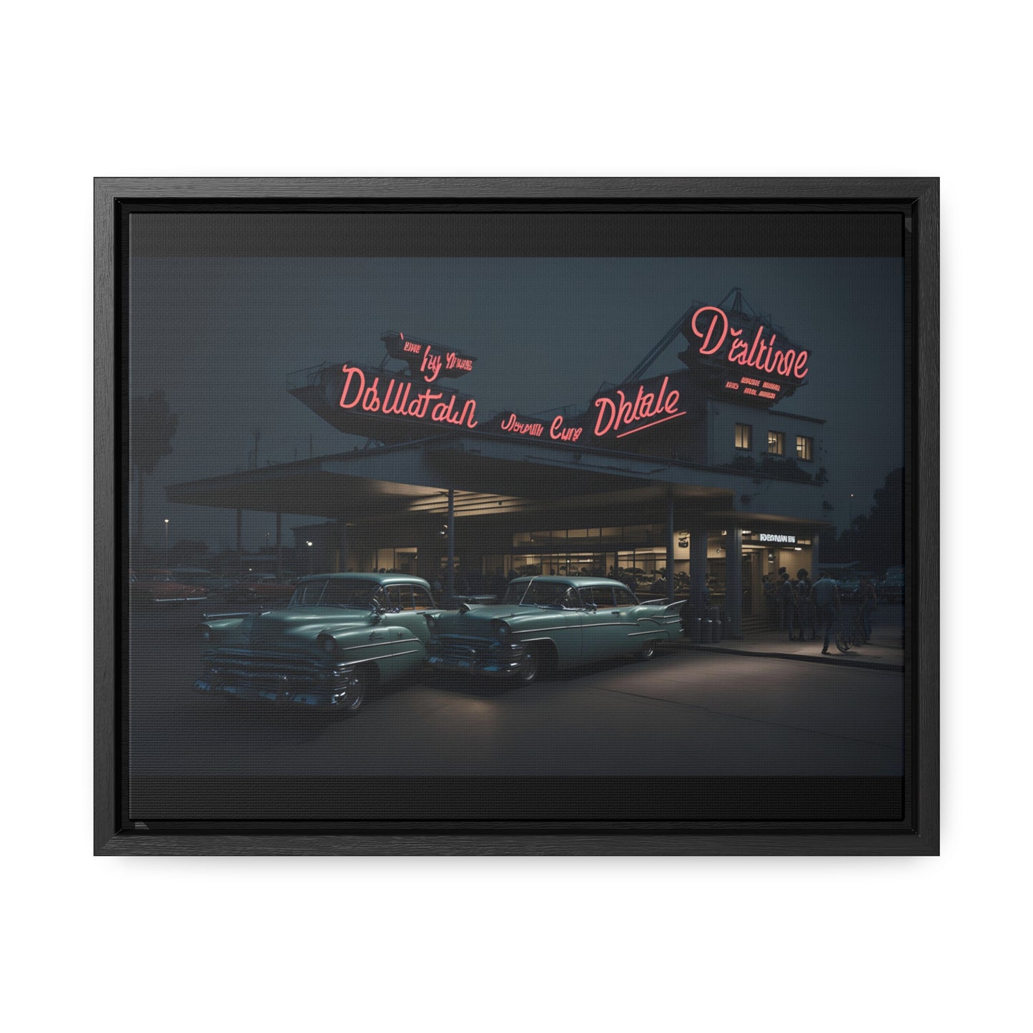 Drive-In Diner Dreams Nostalgic Dystopian Collection of Retro Wall Art Gallery Canvas Wraps Horizontal Frame v5/6