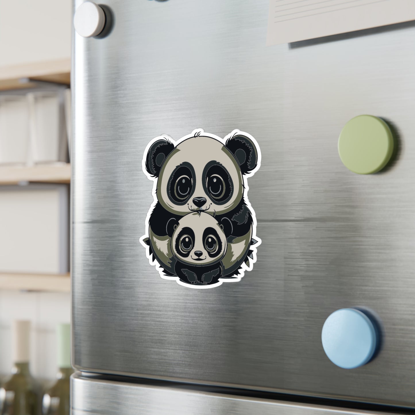 Mother and baby panda Vinyl Decal to liven up the playroom with vinyl cartoon animals with satin finish removable and restick decal