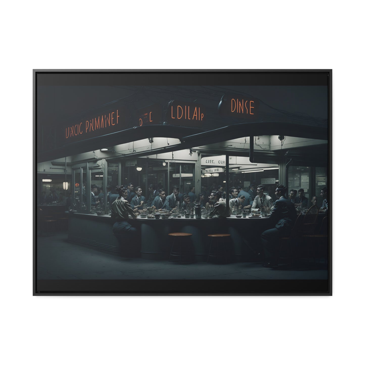 Drive-In Diner Dreams Nostalgic Dystopian Collection of Retro Wall Art Gallery Canvas Wraps Horizontal Frame v4/6