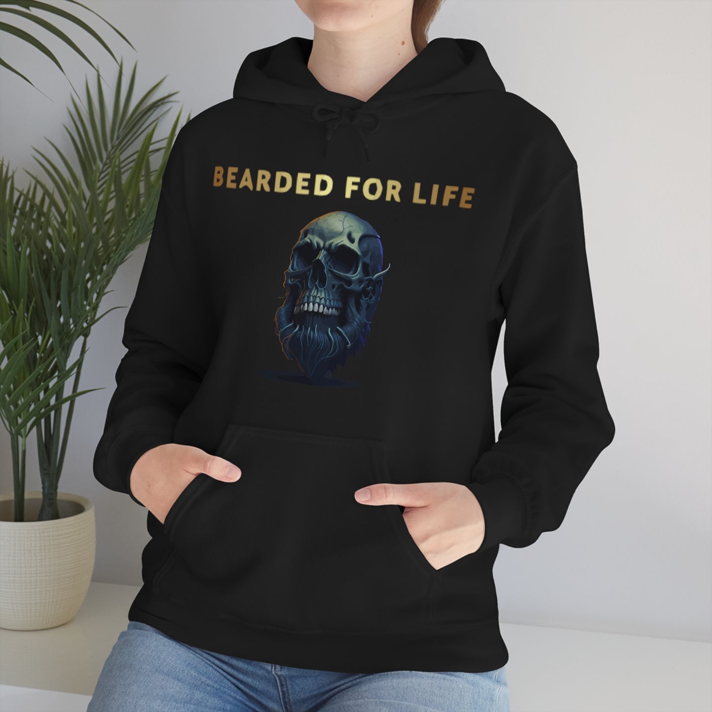 Bearded for life hoodie with a skull with a beard for the man that will have beard till he dies and is proud of his beard on fathers v2