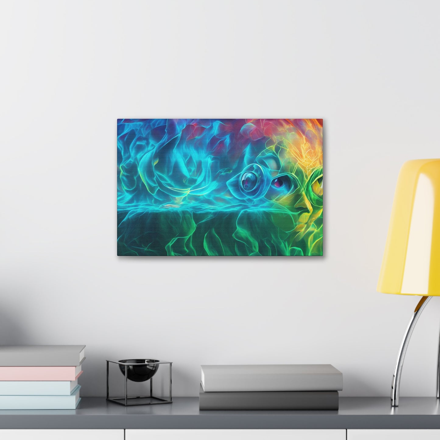 Rainbow wave stretched Canvas Gallery Wraps for the gameroom art gay gift for lgbtq lovers ally femme style art horizontal orientation v4