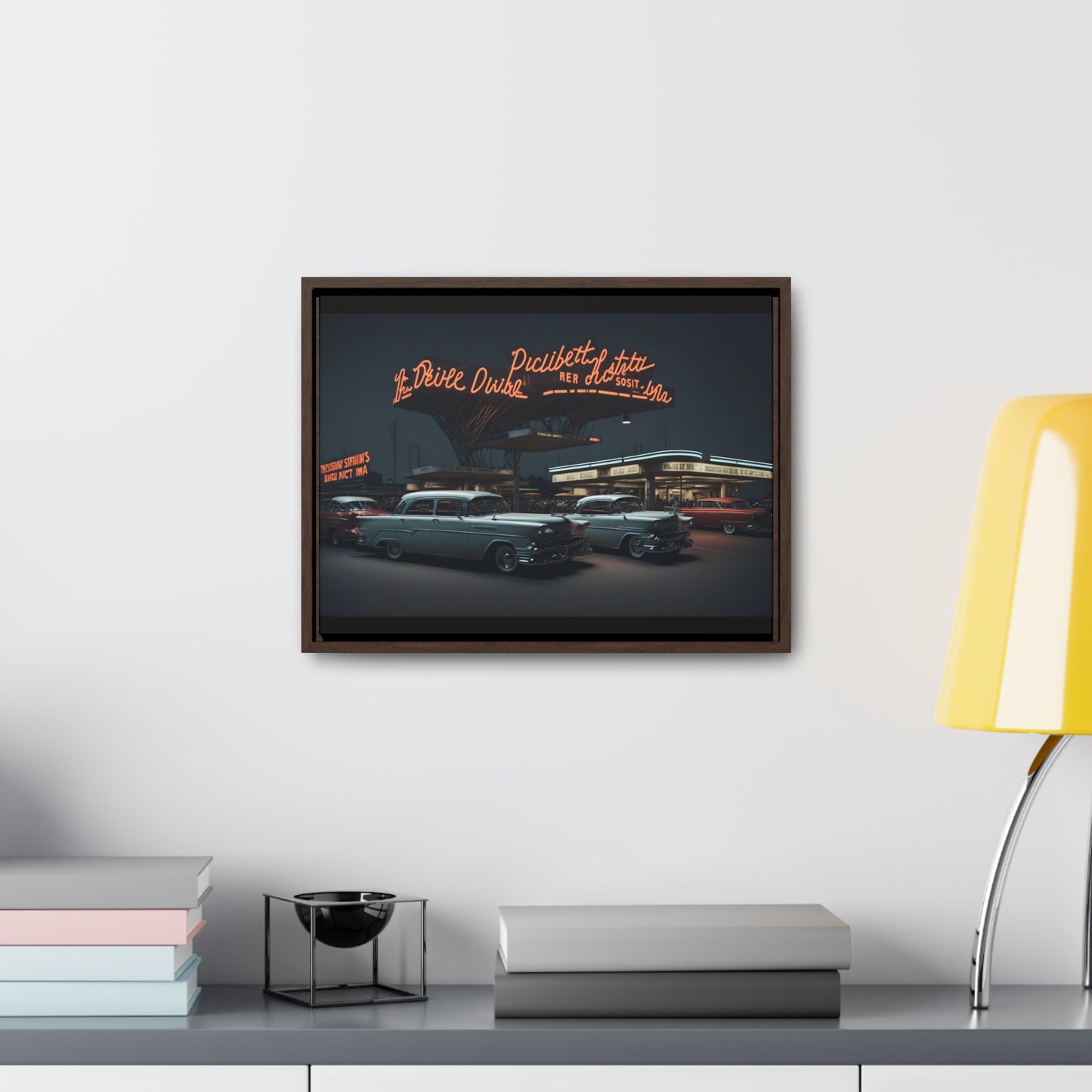 Drive-In Diner Dreams Nostalgic Dystopian Collection of Retro Wall Art Gallery Canvas Wraps Horizontal Frame v6/6