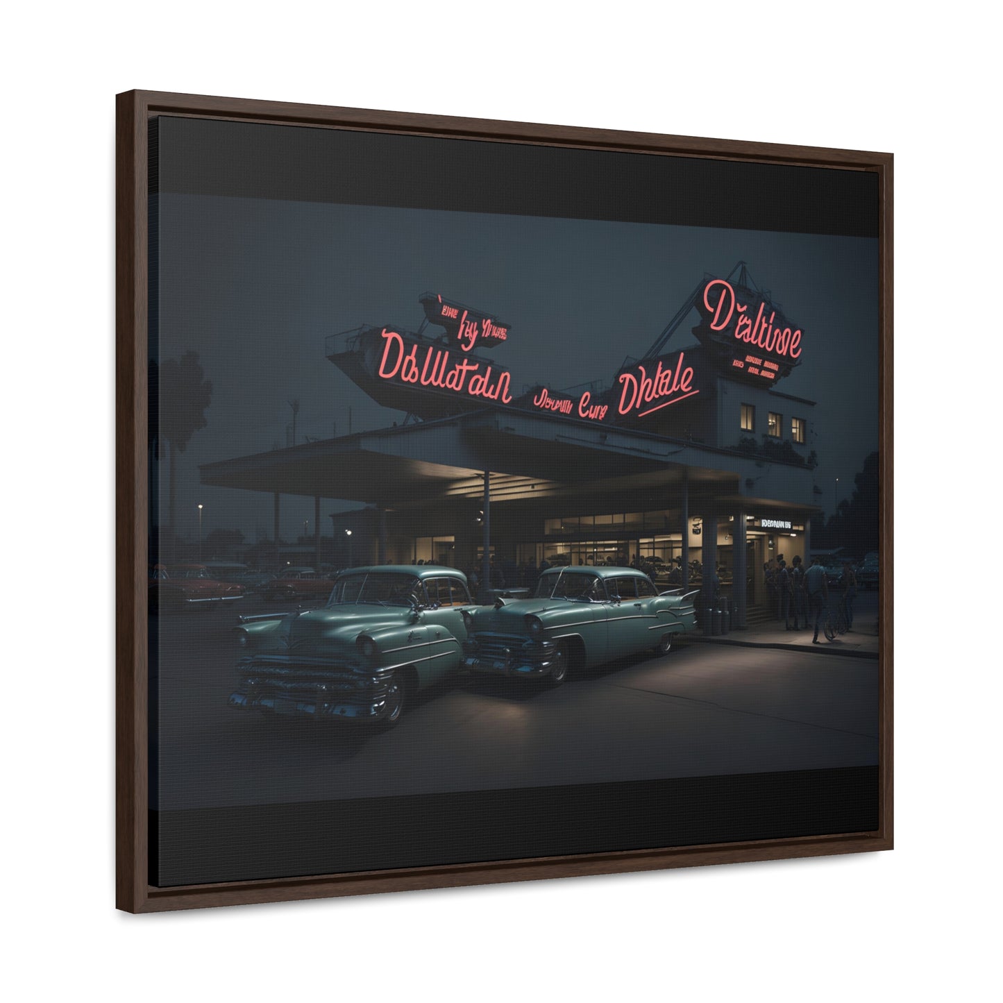 Drive-In Diner Dreams Nostalgic Dystopian Collection of Retro Wall Art Gallery Canvas Wraps Horizontal Frame v5/6