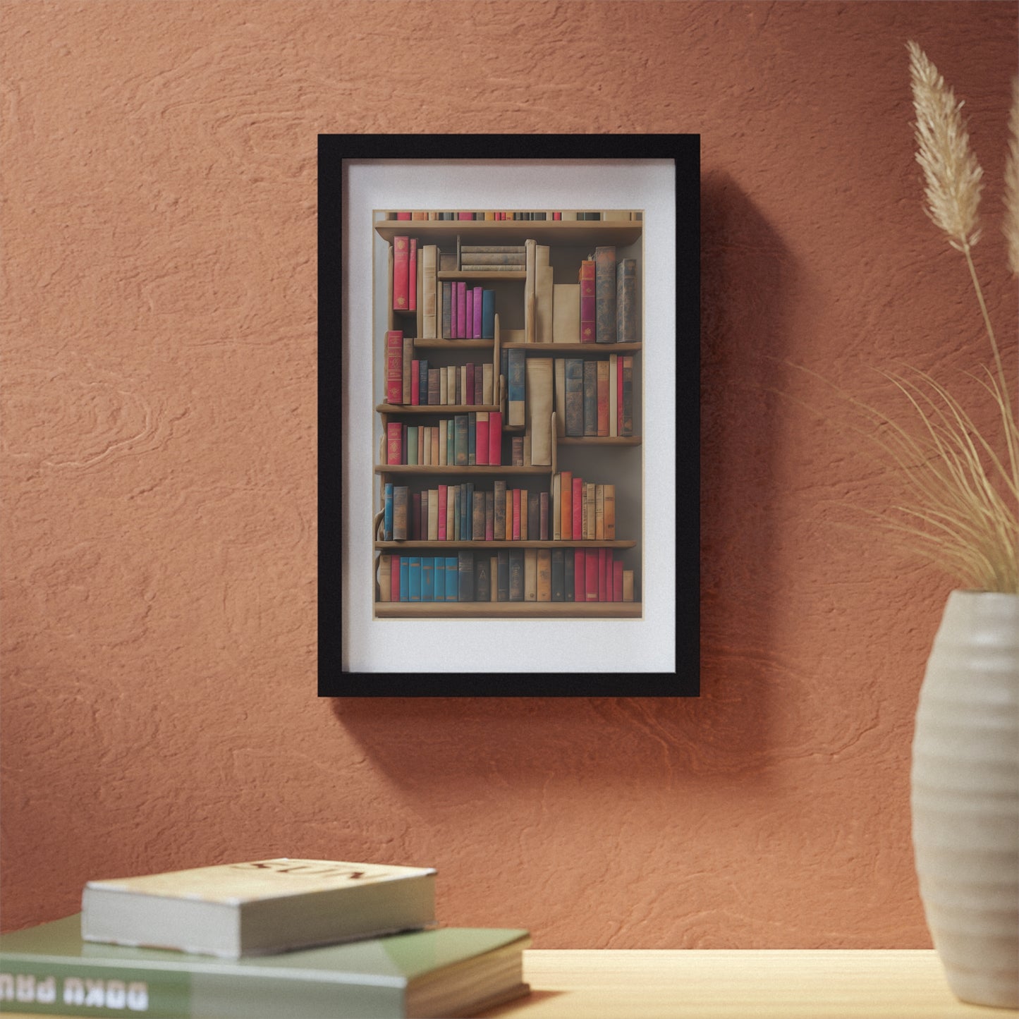 Library framed art library bookshelf studio study office poster teacher 3