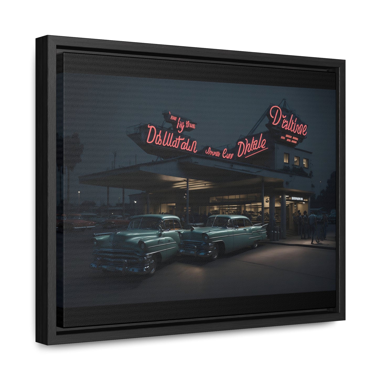 Drive-In Diner Dreams Nostalgic Dystopian Collection of Retro Wall Art Gallery Canvas Wraps Horizontal Frame v5/6